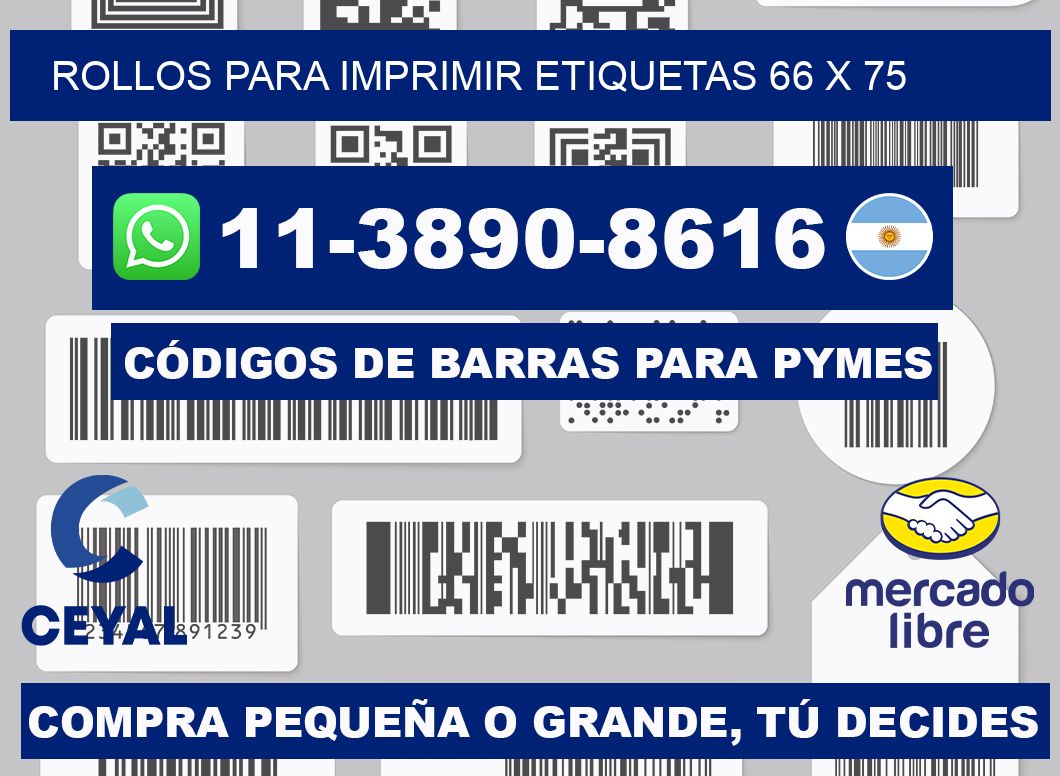 rollos para imprimir etiquetas 66 x 75