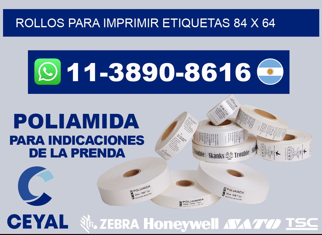 rollos para imprimir etiquetas 84 x 64