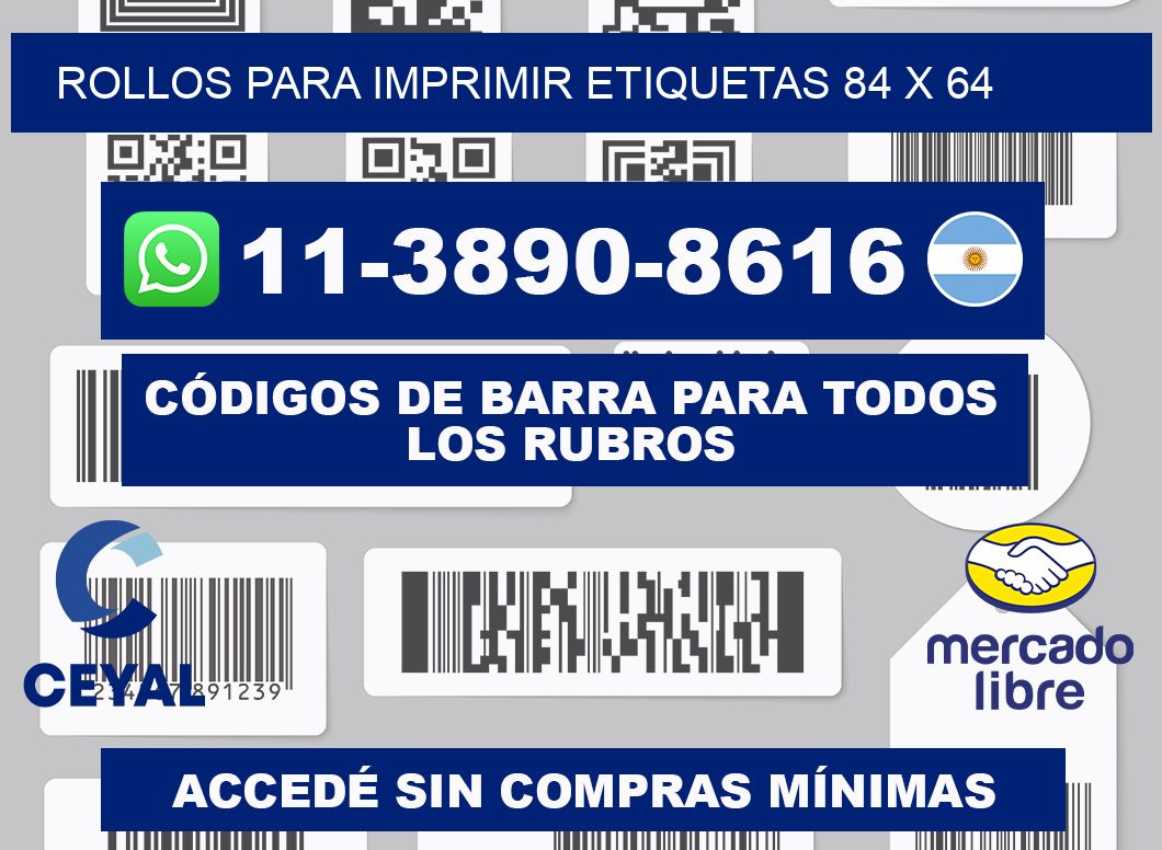 rollos para imprimir etiquetas 84 x 64
