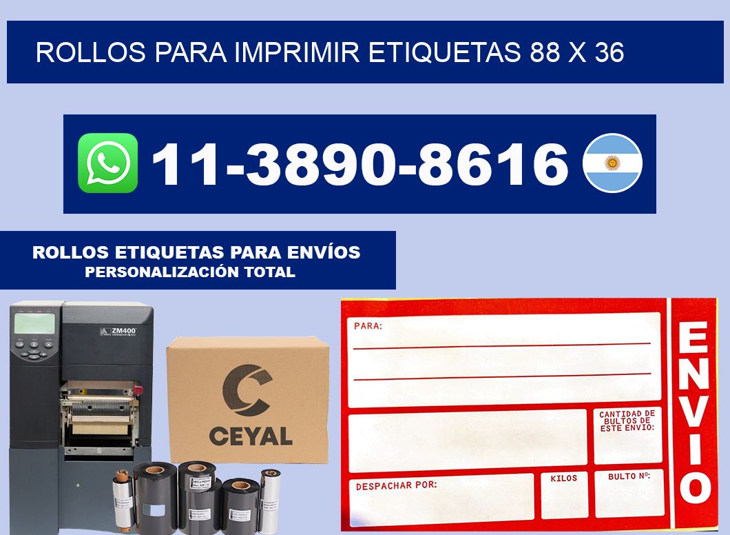 rollos para imprimir etiquetas 88 x 36
