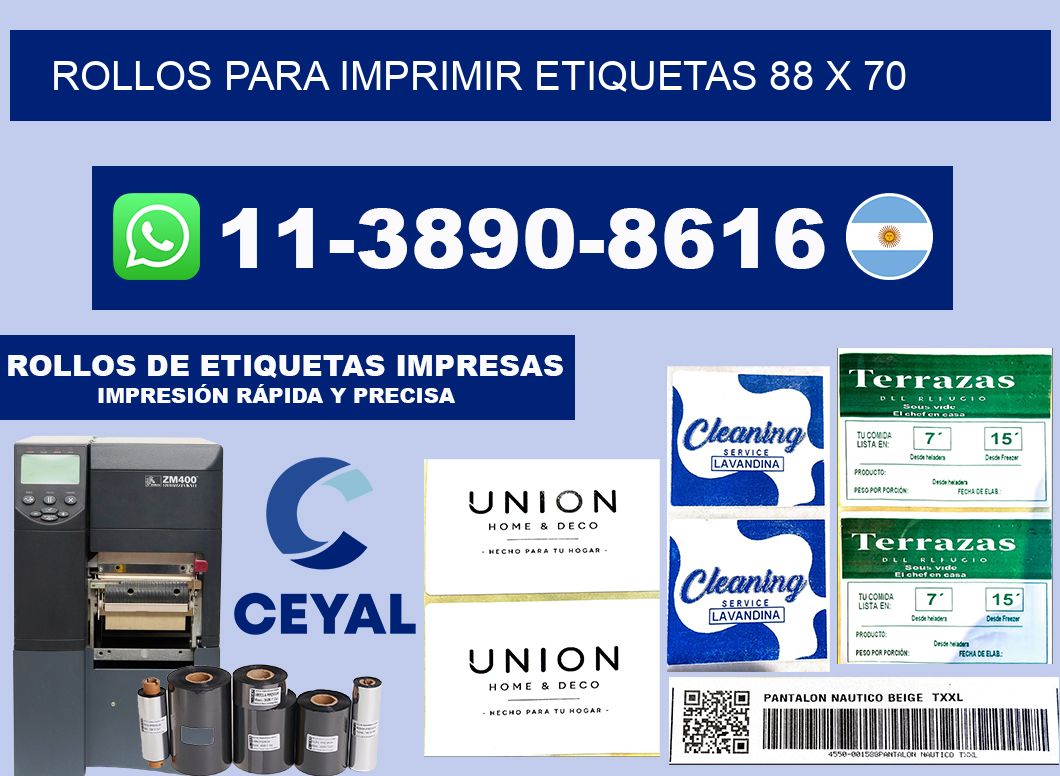 rollos para imprimir etiquetas 88 x 70