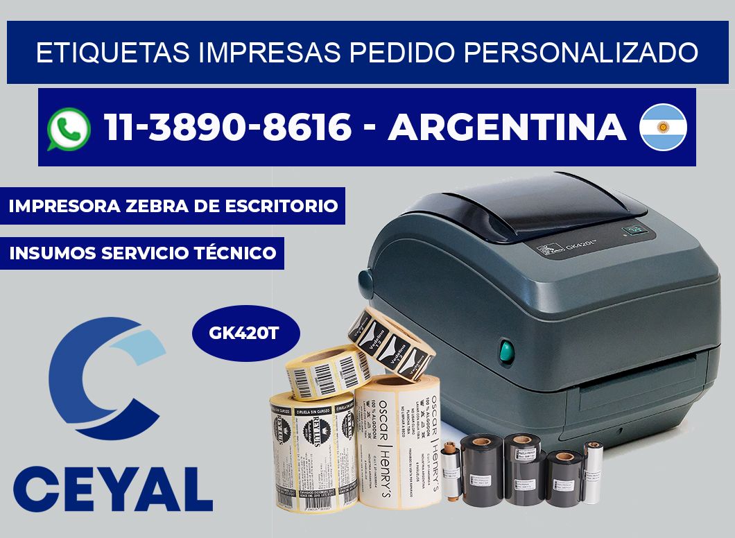 etiquetas impresas Pedido personalizado