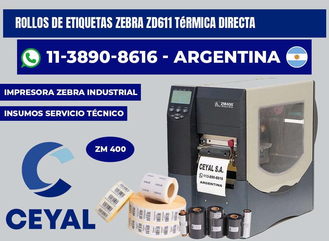 rollos de etiquetas zebra ZD611 térmica directa