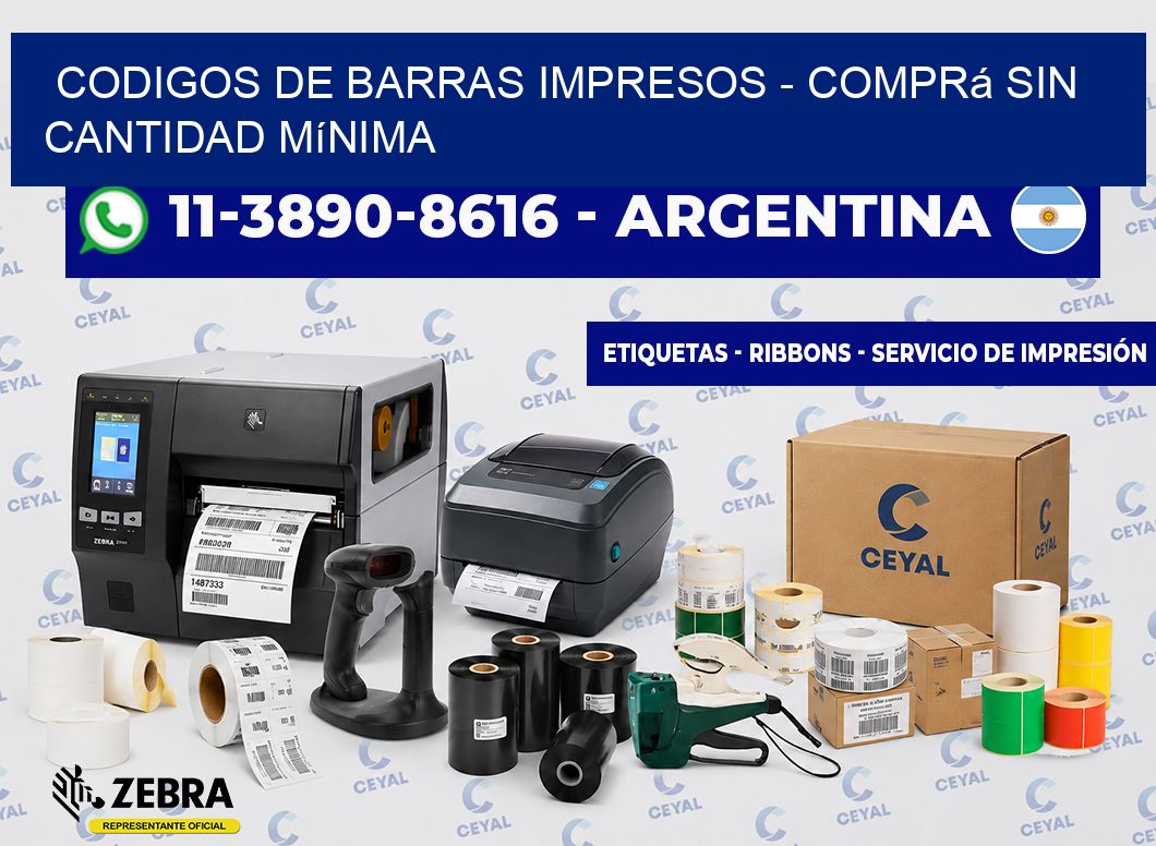 CODIGOS DE BARRAS IMPRESOS - Comprá sin cantidad mínima