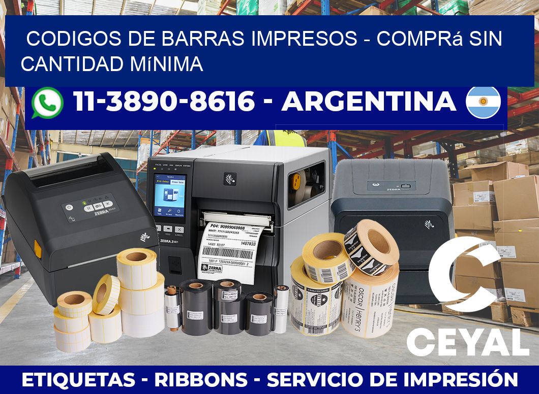 CODIGOS DE BARRAS IMPRESOS – Comprá sin cantidad mínima