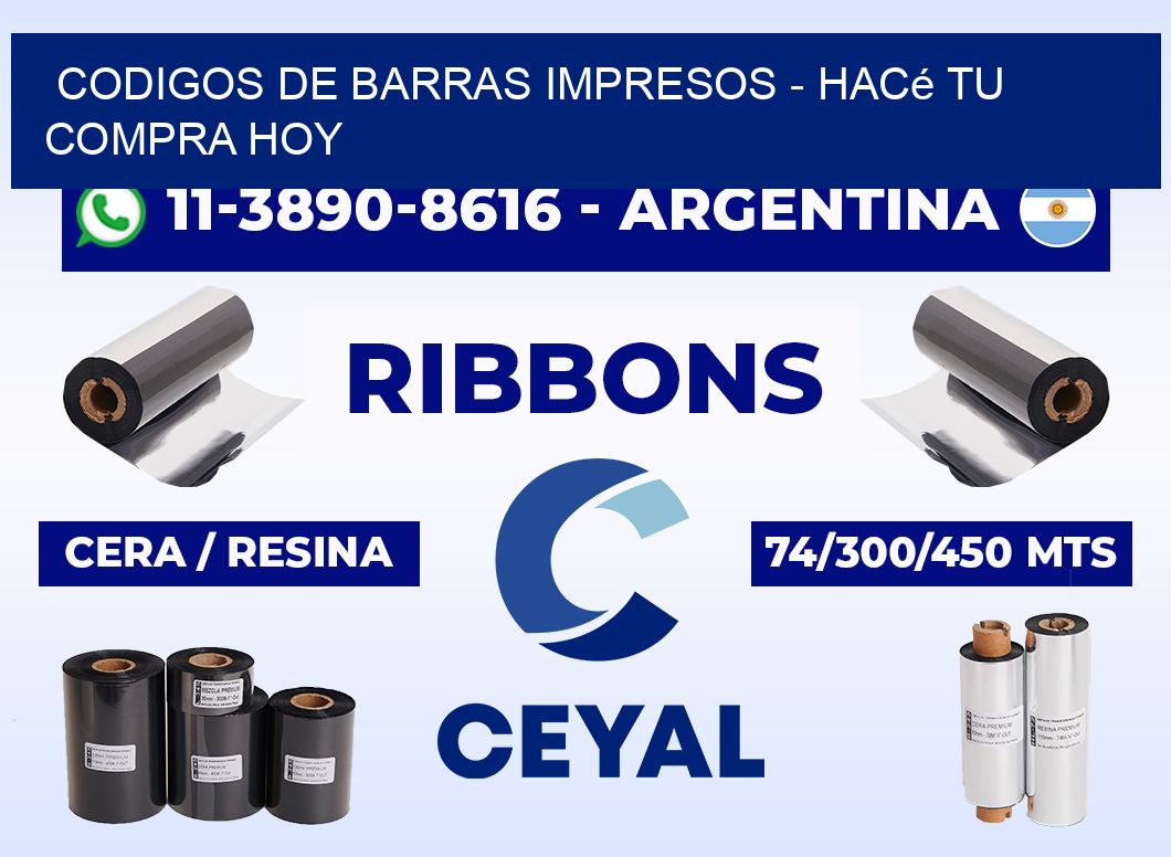 CODIGOS DE BARRAS IMPRESOS - Hacé tu compra hoy