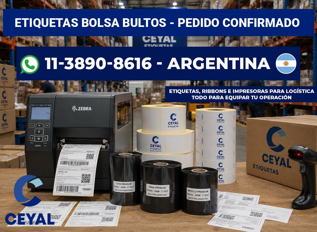 Etiquetas Bolsa bultos - Pedido confirmado