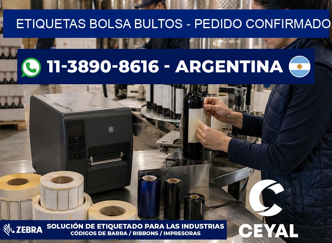 Etiquetas Bolsa bultos - Pedido confirmado