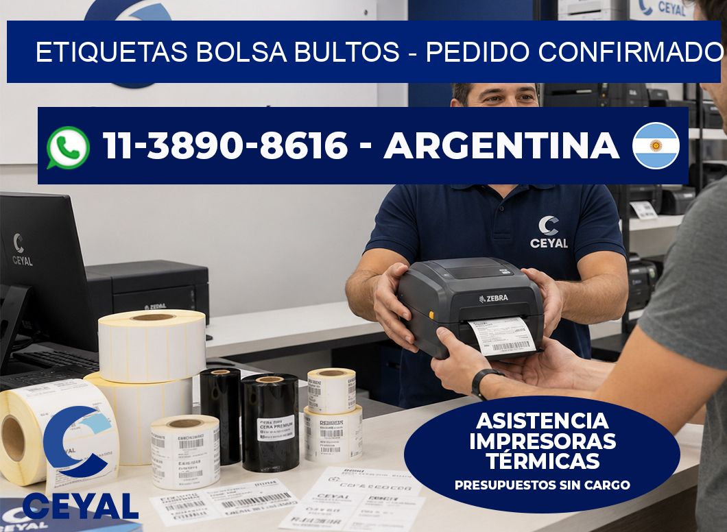 Etiquetas Bolsa bultos - Pedido confirmado