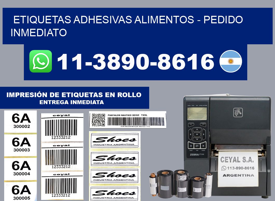 ETIQUETAS ADHESIVAS ALIMENTOS - Pedido inmediato
