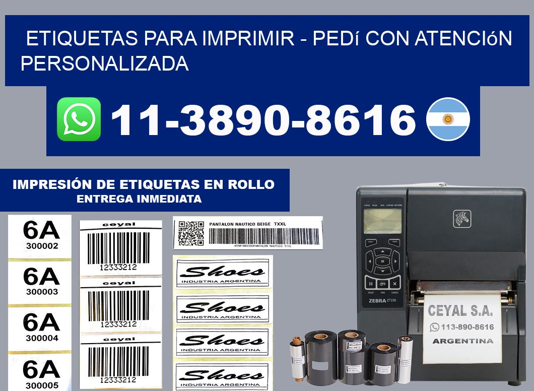 ETIQUETAS PARA IMPRIMIR - Pedí con atención personalizada