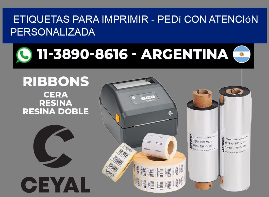 ETIQUETAS PARA IMPRIMIR - Pedí con atención personalizada