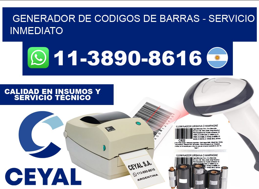 generador de codigos de barras - Servicio inmediato