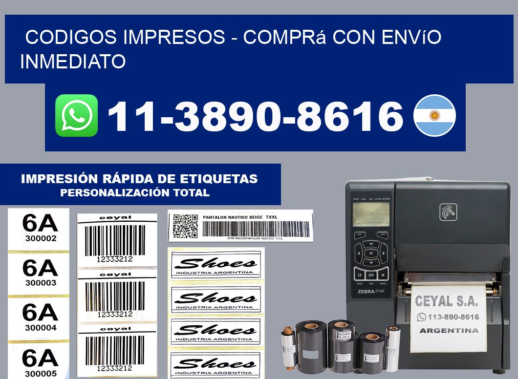 Codigos impresos - Comprá con envío inmediato