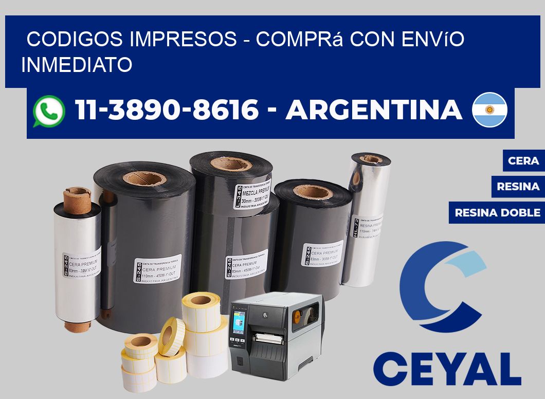 Codigos impresos - Comprá con envío inmediato