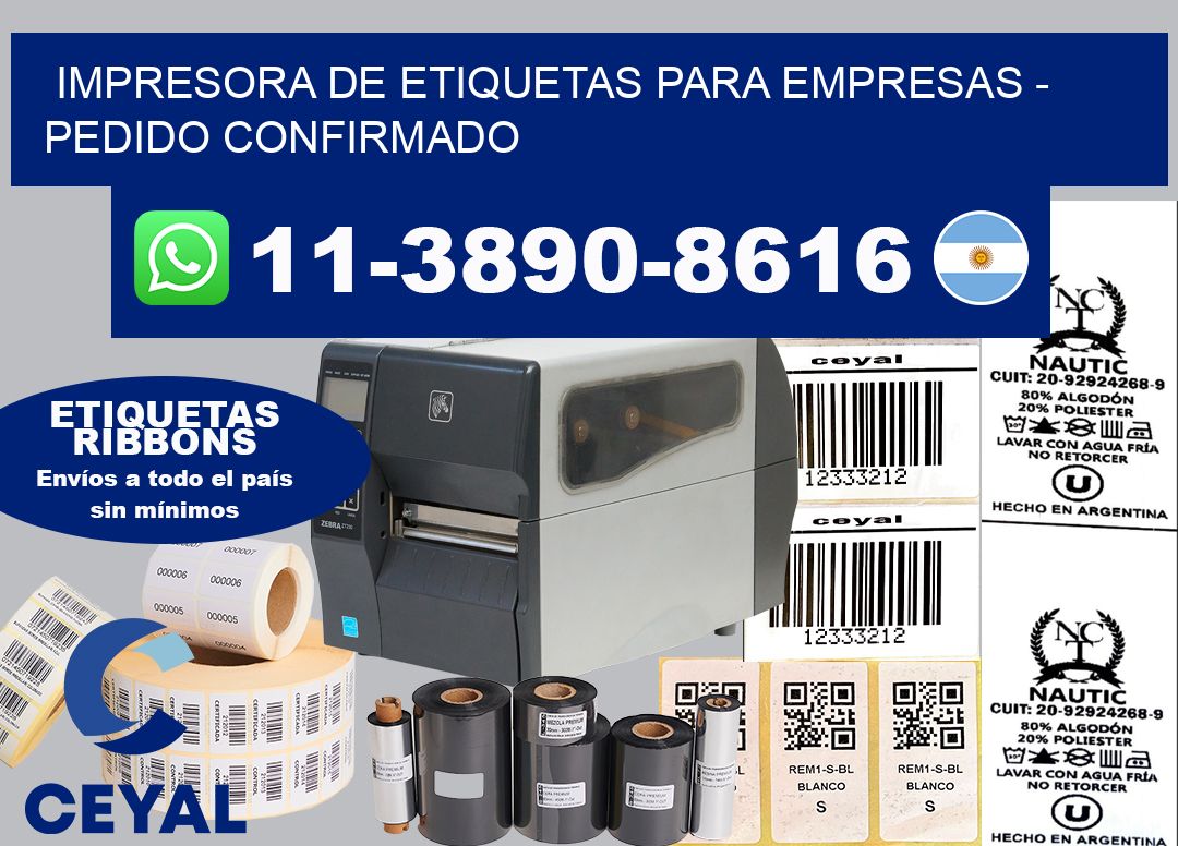 IMPRESORA DE ETIQUETAS PARA EMPRESAS - Pedido confirmado
