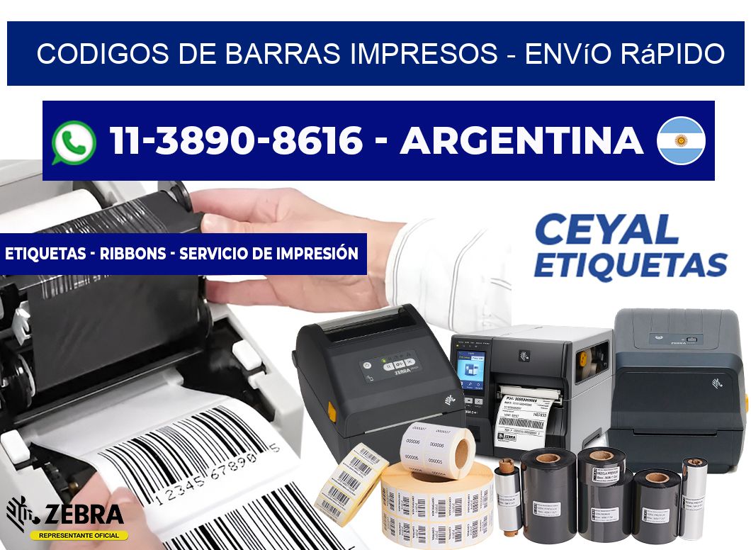 codigos de barras impresos – Envío rápido