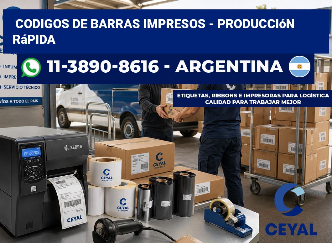 codigos de barras impresos - Producción rápida