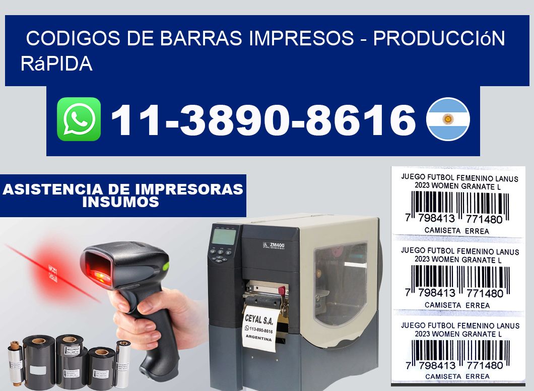 codigos de barras impresos - Producción rápida