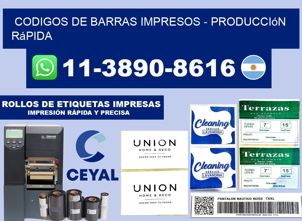 codigos de barras impresos - Producción rápida