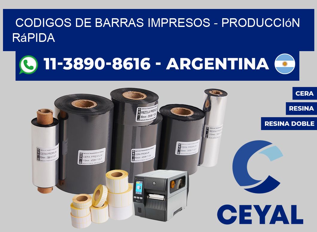 codigos de barras impresos - Producción rápida